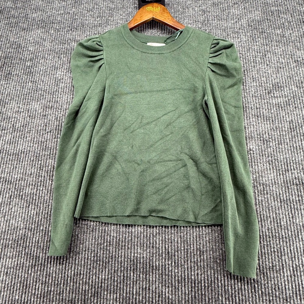 GB Girls Sweater Kids Size XL (16) Green Excellent Puff Shoulder Knit Top